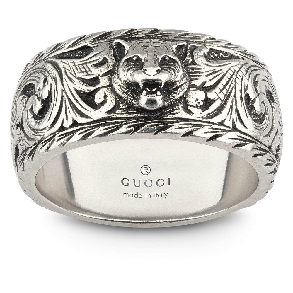 Gucci Aged silver Gatto Feline Head Ring
