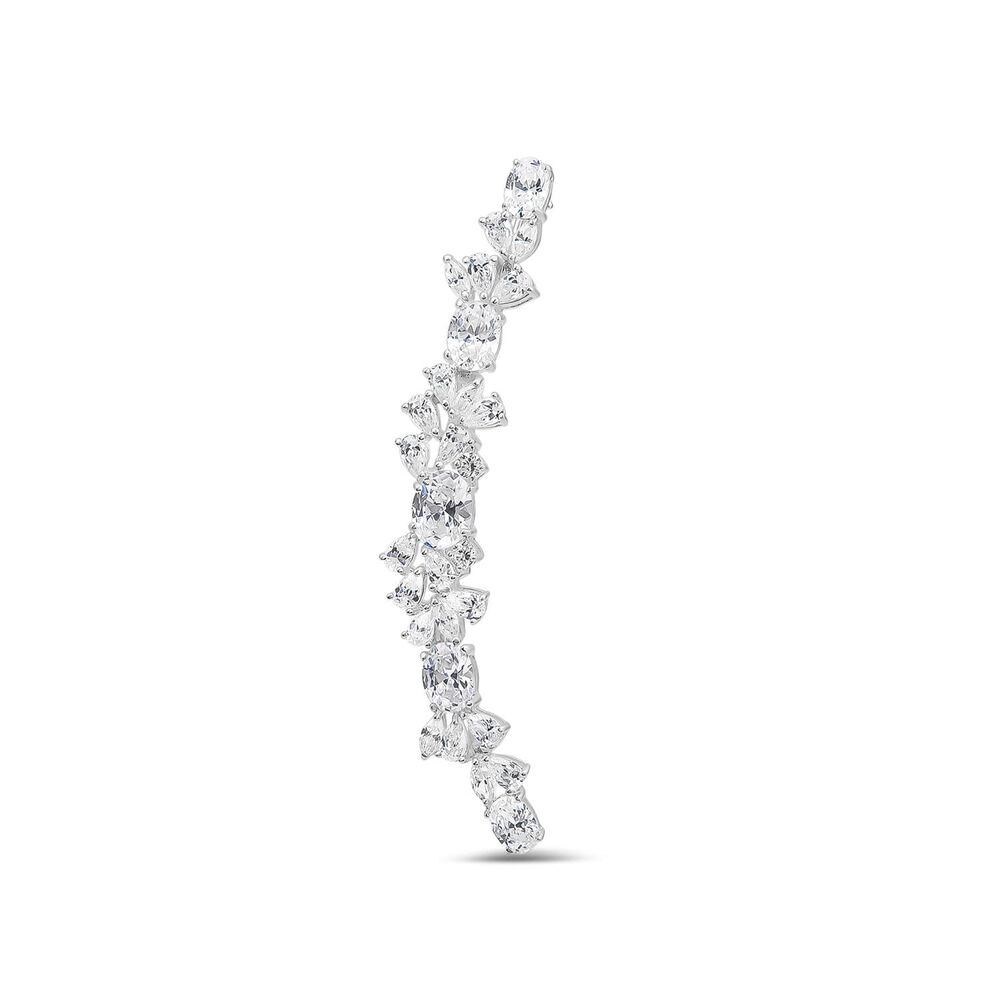 Sterling Silver Cubic Zirconia Long Shape Brooch image number 0