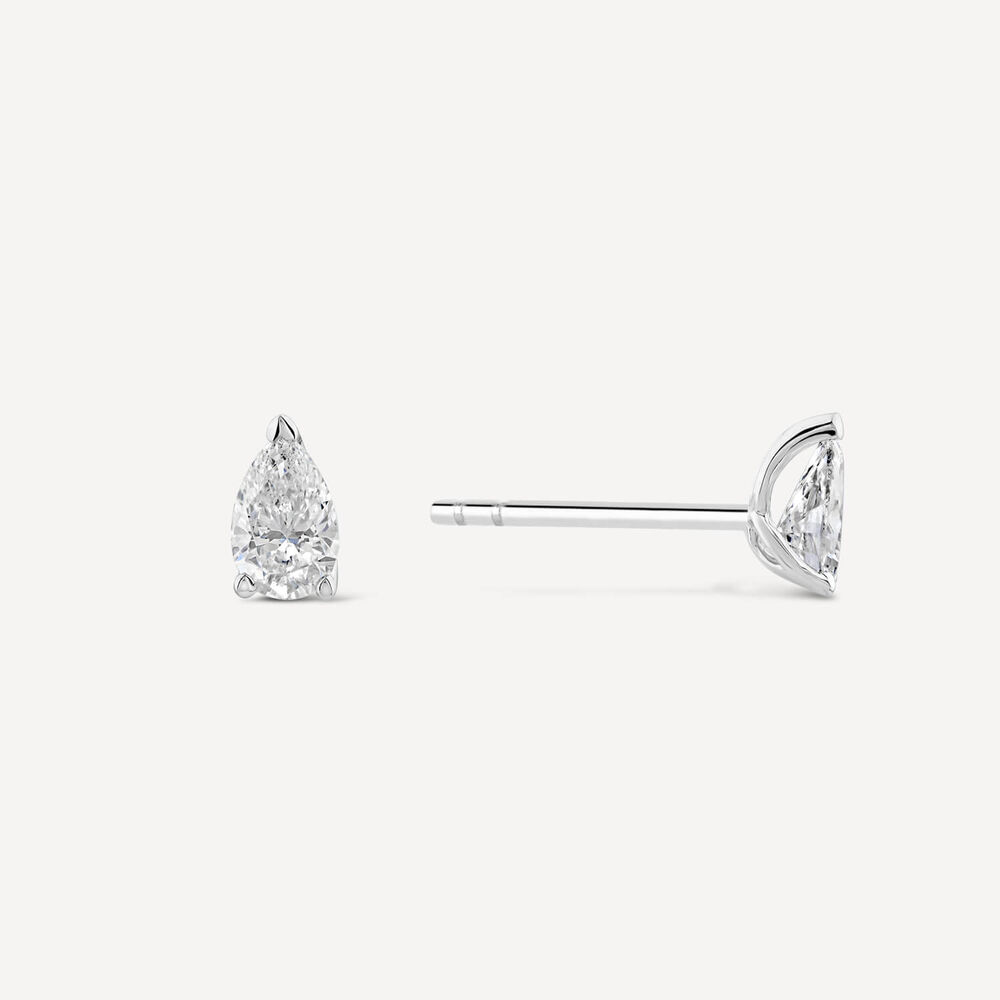 Born 18ct White Gold Lab Grown 0.50ct Diamond Pear Stud Earrings