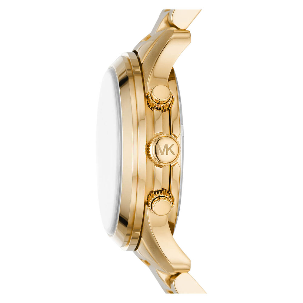 Michael Kors Runway 38mm Champagne Chrono Dial Yellow Gold PVD Bracelet Watch