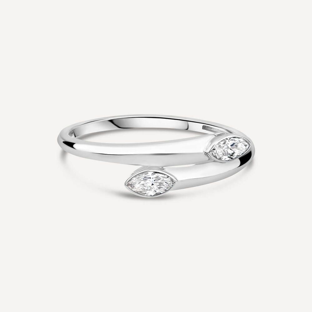 Born Kissed with Diamonds 9ct White Gold Lab Grown 0.20ct Two Marquise Diamond Twist Shape Ring image number 2
