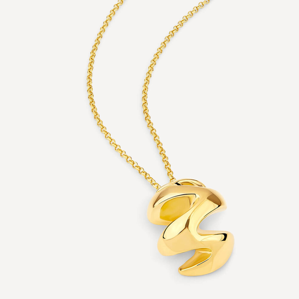 Sterling Silver Yellow Gold Plated Squiggle Shaped Pendant image number 2