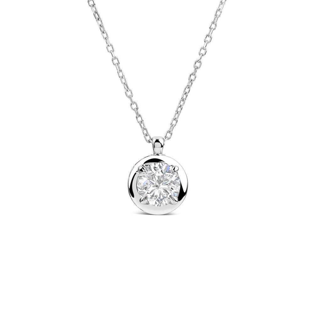 Born Orbit 9ct White Gold Lab Grown 0.82ct Round Diamond Pendant