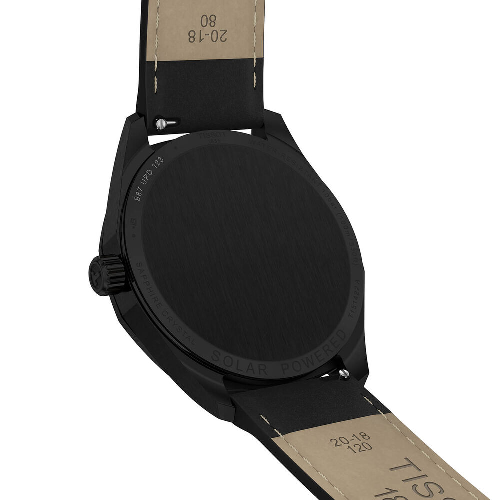 Tissot PRC 100 Solar 39mm Black Dial Black Leather Strap Watch image number 2
