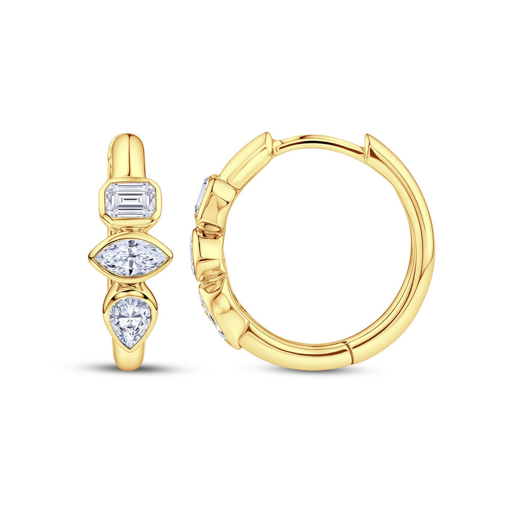 Born Contour 9ct Yellow Gold 0.30ct Lab Grown Mixed Shape Diamond Huggie Earrings