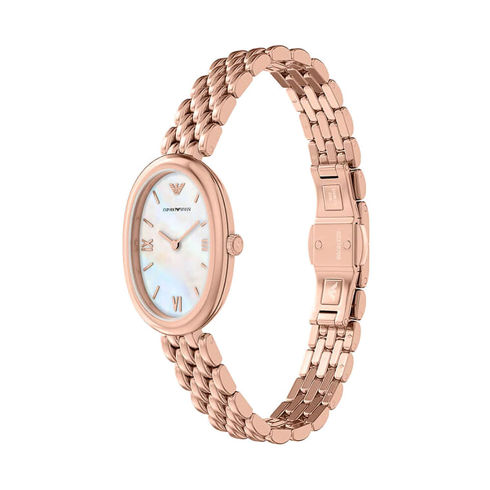 Emporio Armani Sinfonia 26x34mm Mother of Pearl Dial Rose Gold Tone Steel Bracelet Watch