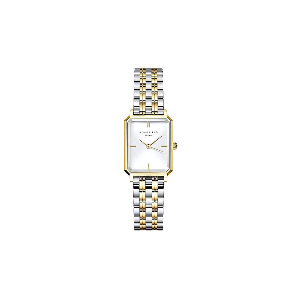 Rosefield Octagon XS Duotone Gold 19.5x24mm White Dial 23k Gold Plated Steel Bracelet Watch