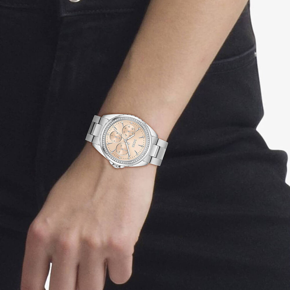 BOSS Atea 38mm Rose Chrono Dial Steel Case Watch image number 4