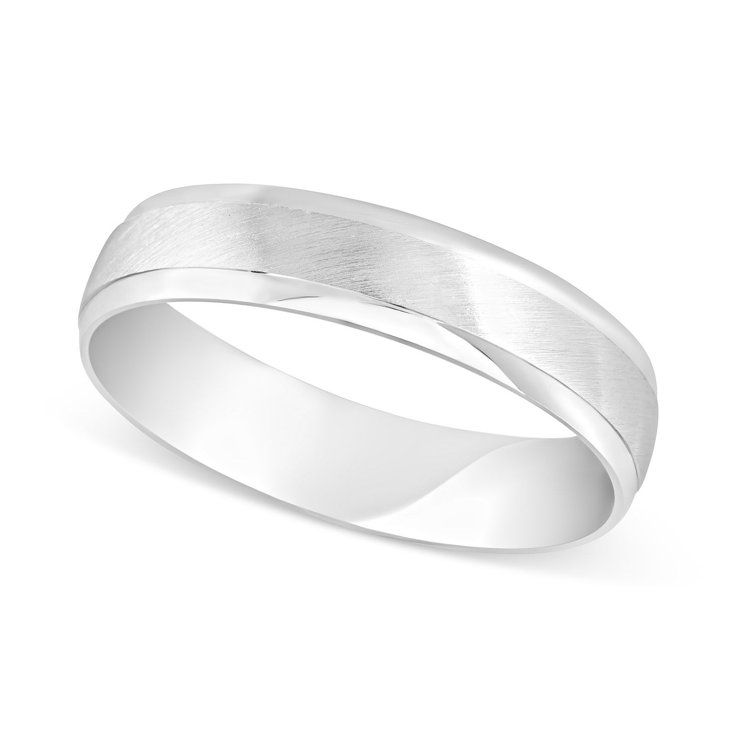 9ct White Gold Matt Centre and Polished Sides 5mm Gents Wedding ring