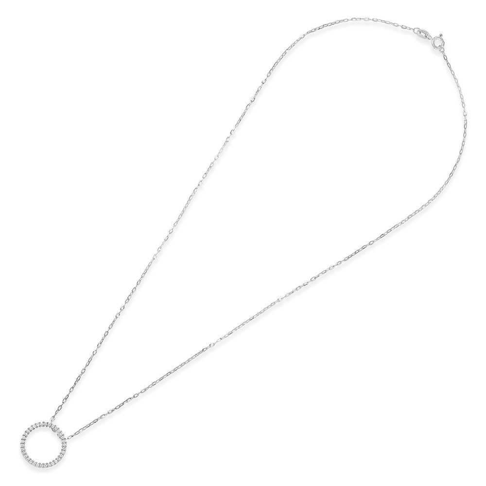 9ct White Gold Cubic Zirconia Open Circle Pendant (Chain Included) image number 3