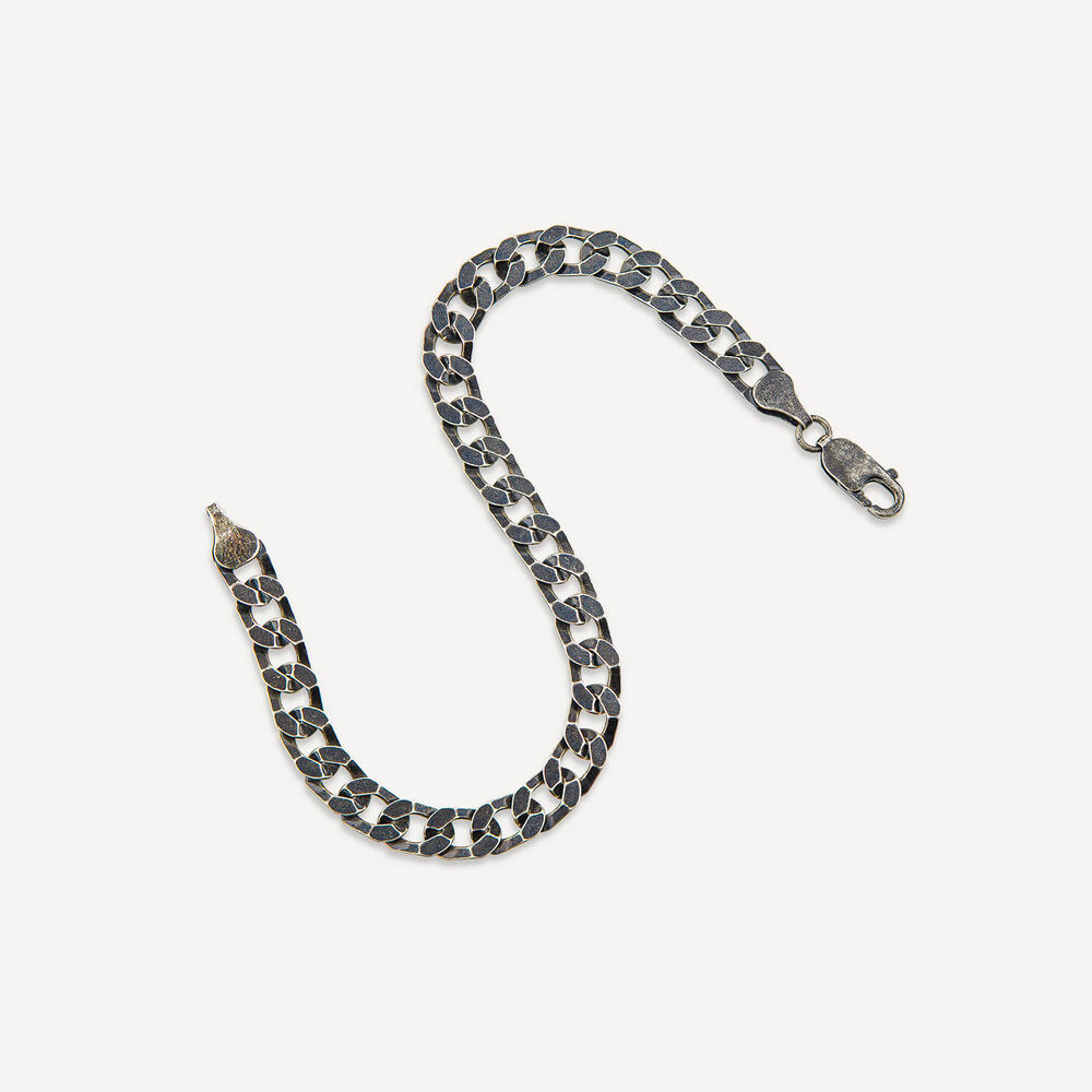 Sterling Silver Ruthenium Plated Curbed Bracelet image number 3