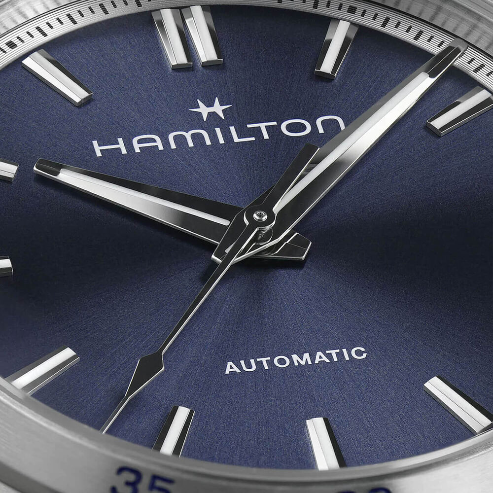 Hamilton Jazzmaster Performer Auto 34mm Blue Dial Steel Bracelet Watch image number 1