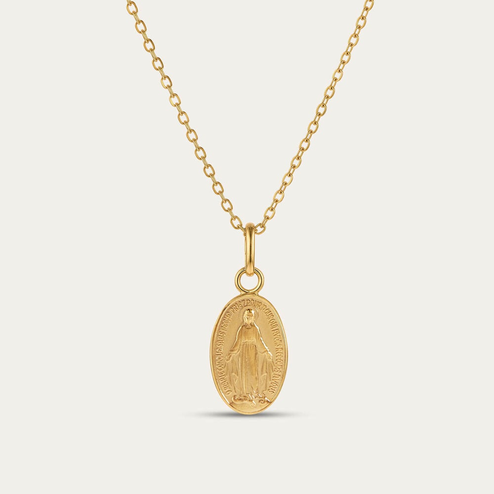 Yellow Gold Plated Sterling Silver Miraculous Medal Pendant