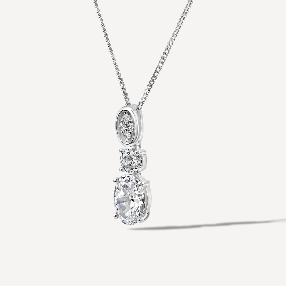 9ct White Gold Three Stone Cubic Zirconia Pendant