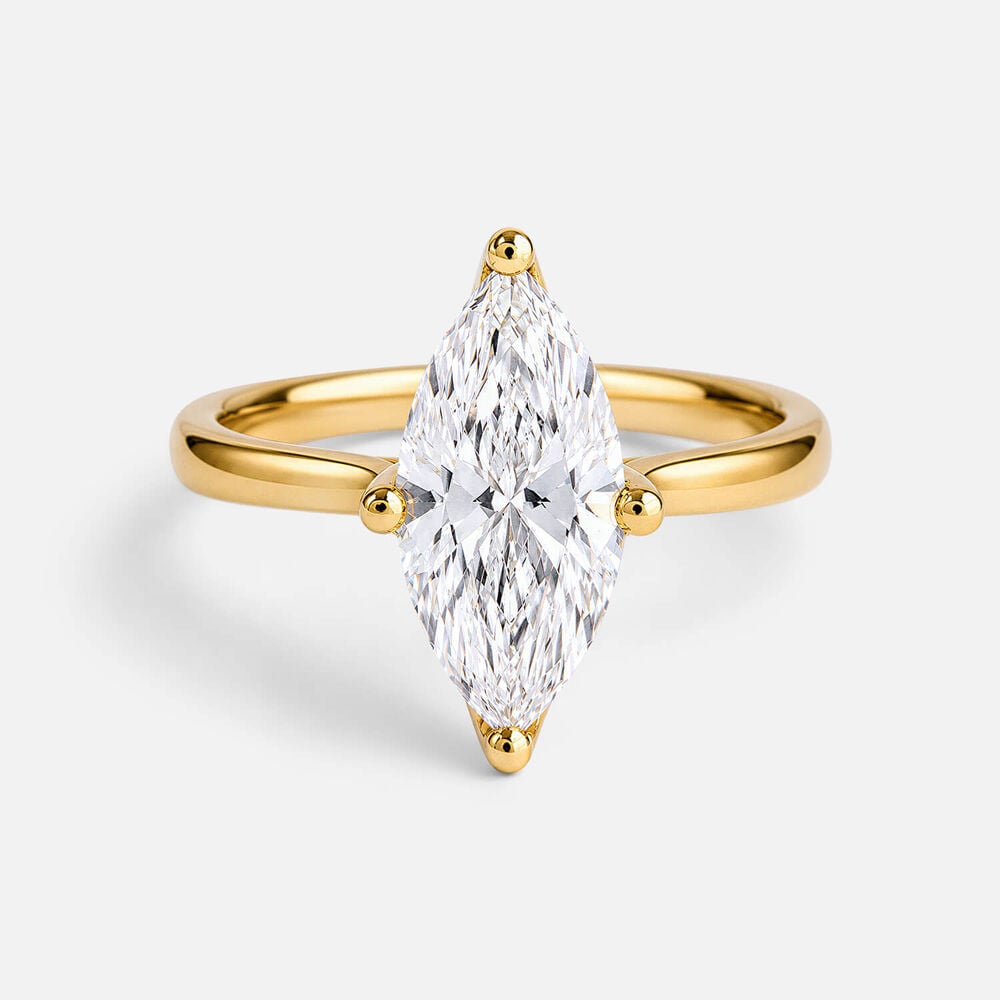 Born 18ct Yellow Gold 2.00ct Marquise Lab Grown Diamond Solitaire Ring