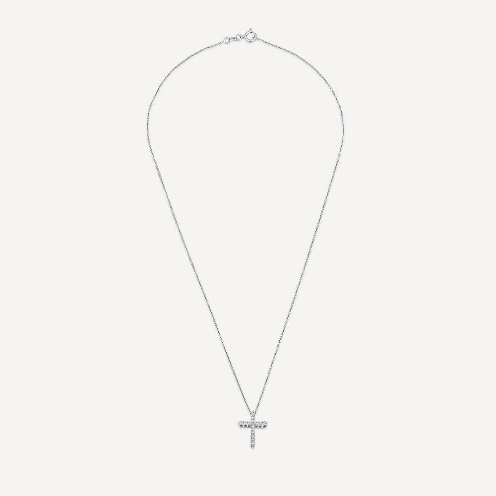 9ct White Gold 0.20ct Diamond Cross Pendant image number 2