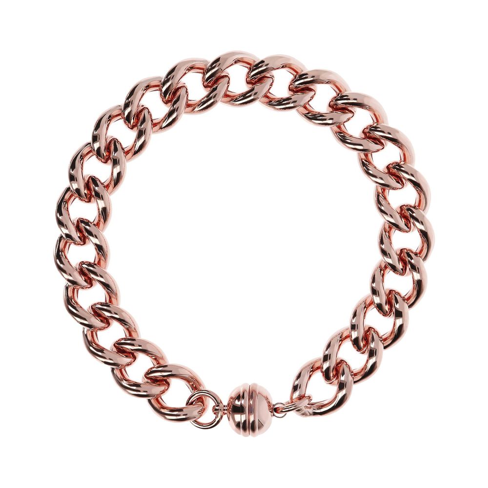 Bronzallure 18ct Rose Gold-Plated Magnetic Curb Bracelet