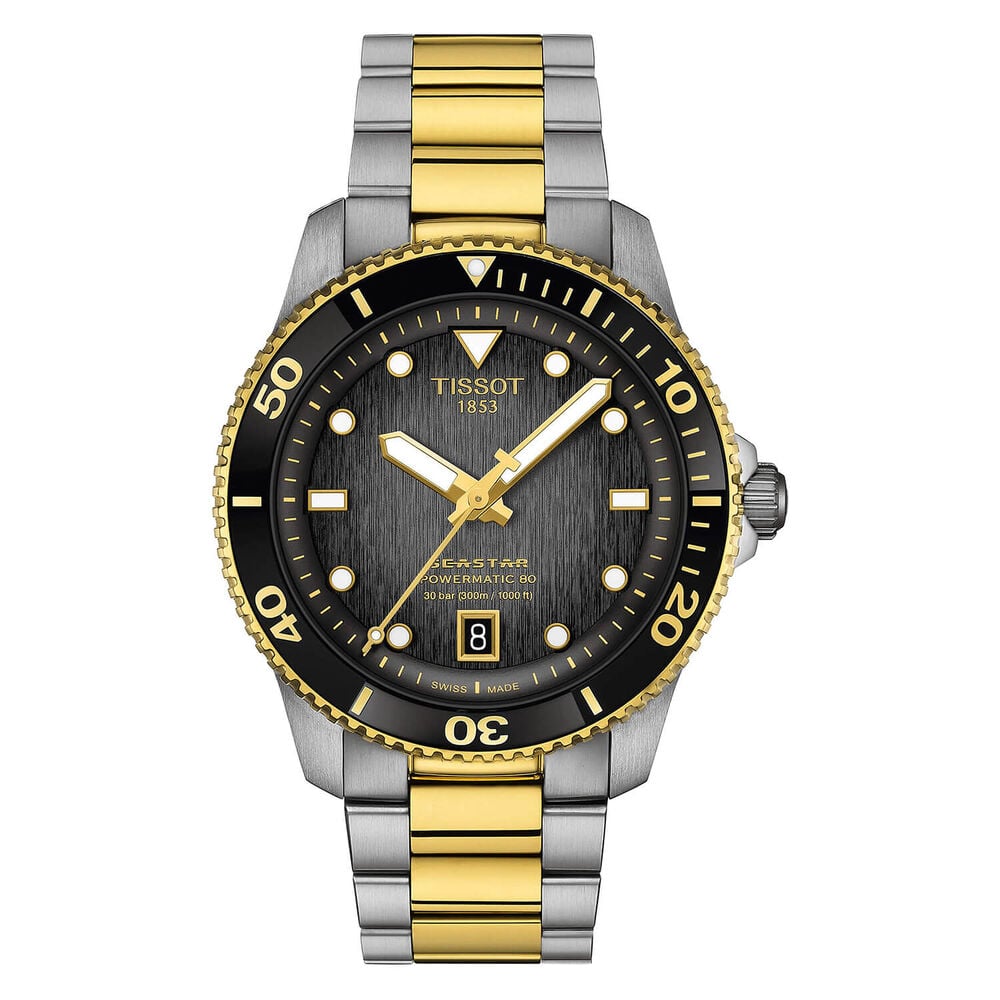 Tissot Seastar 1000 Powermatic 80 40mm Black Dial Two-Toned Steel Bracelet Watch