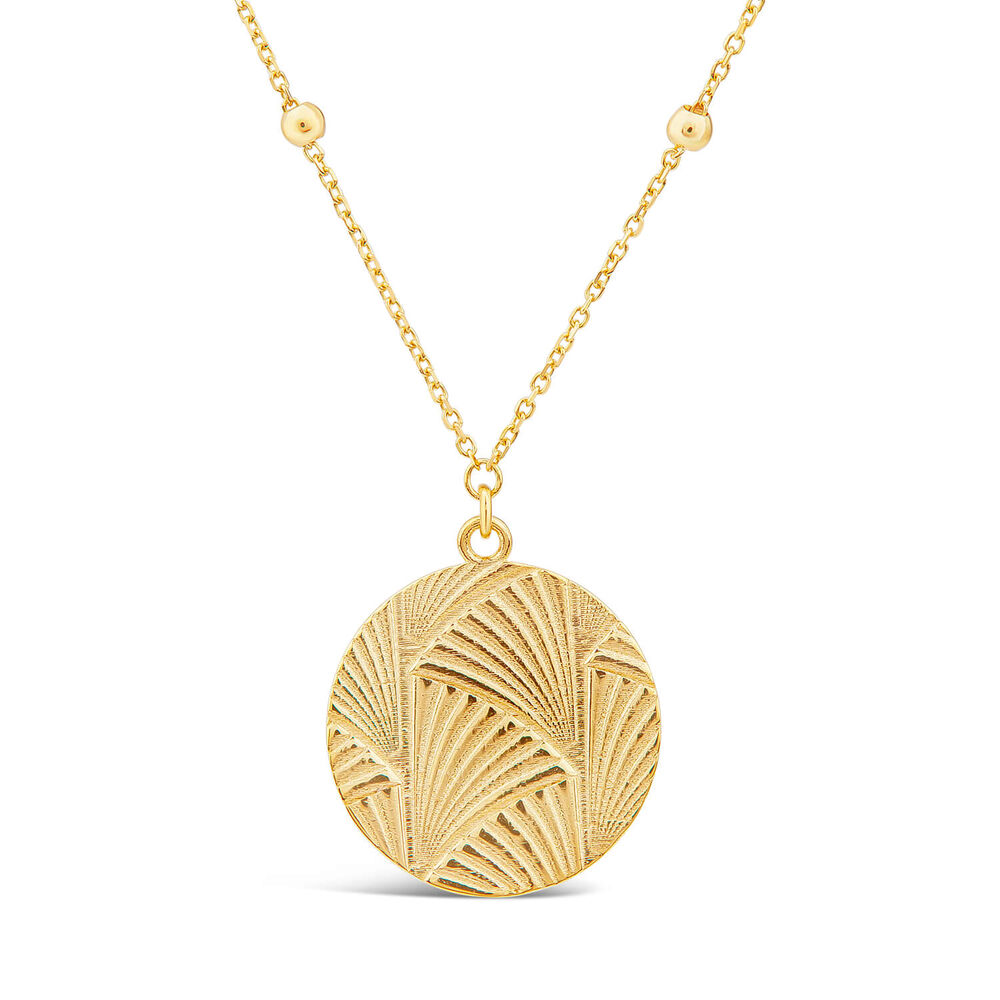 9ct Yellow Gold Textured Round Disc Bead Chain Necklet