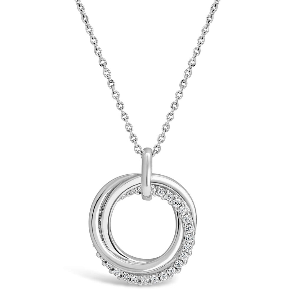 Sterling Silver Cubic Zirconia Polished Triple Circle Pendant (Chain Included) image number 0