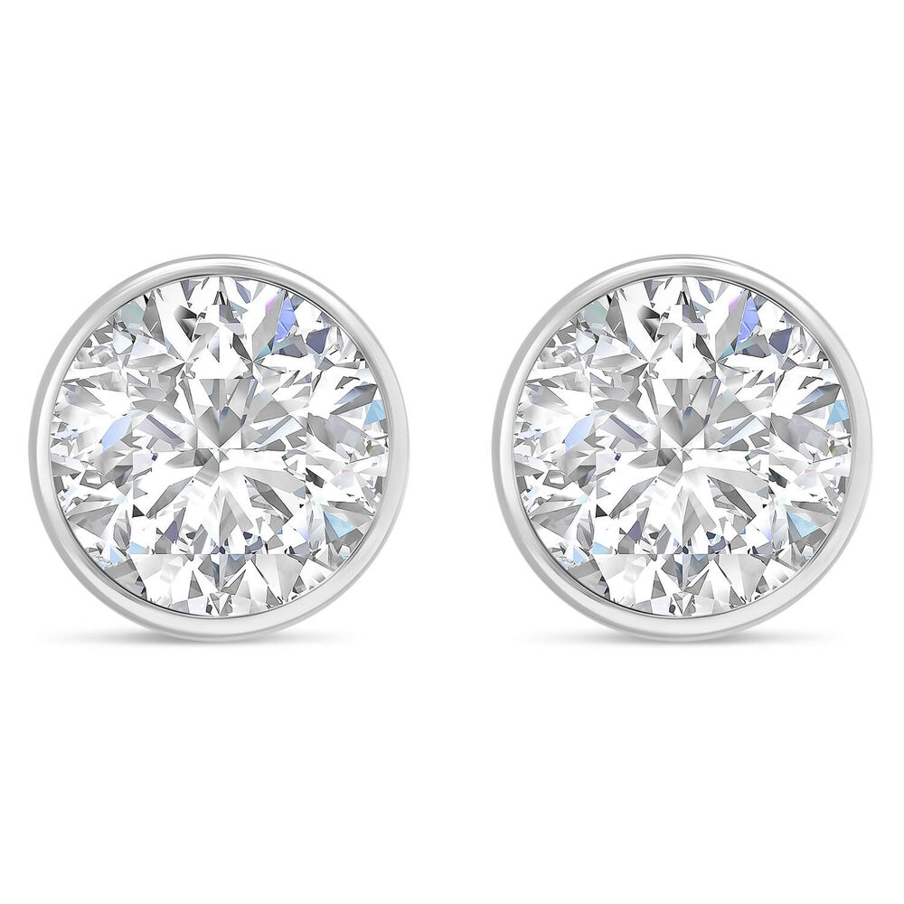 9ct White Gold Cubic Zirconia Stud Earrings image number 0