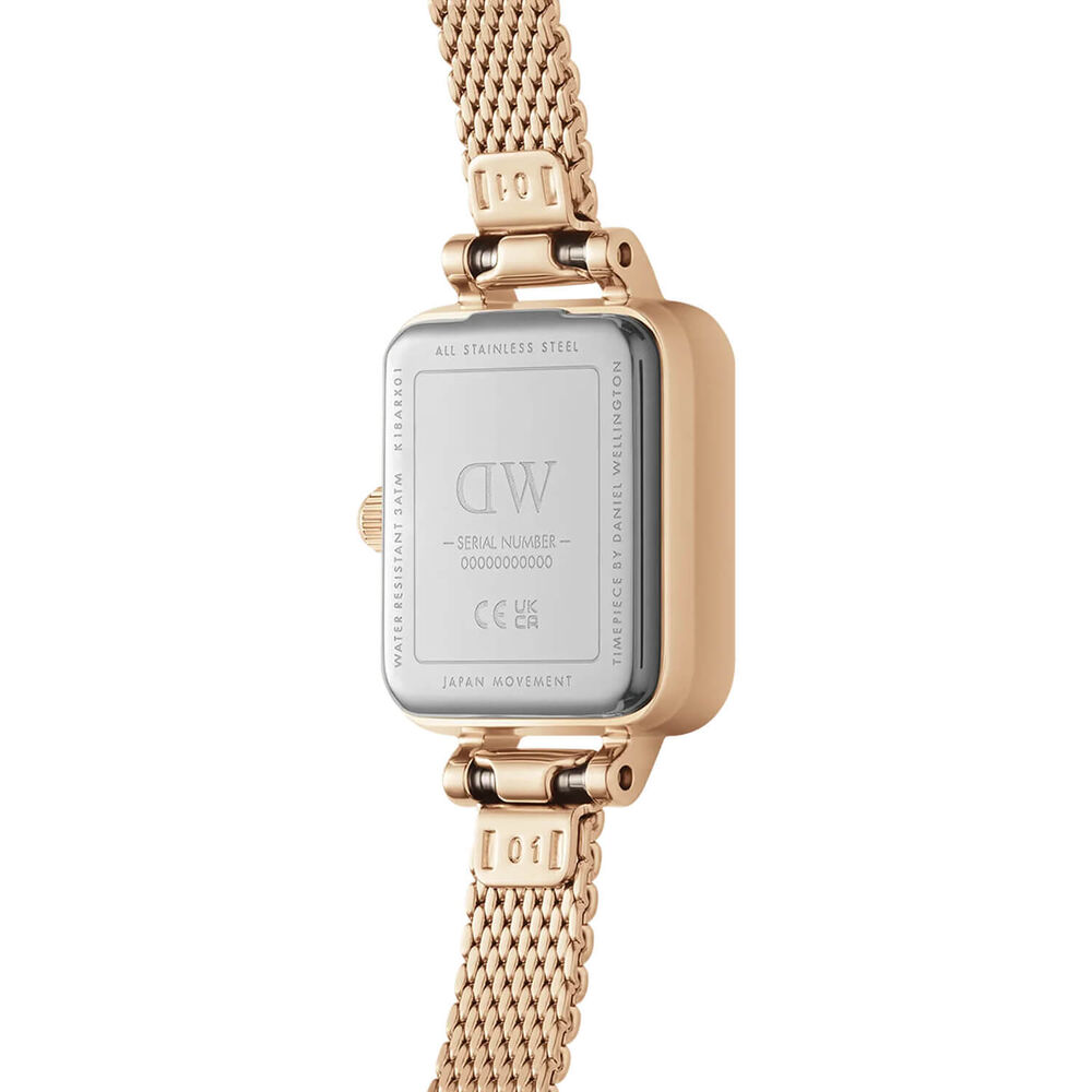 Daniel Wellington Micro 15,5x18mm Black Dial Rose Gold Mesh Bracelet Watch image number 2