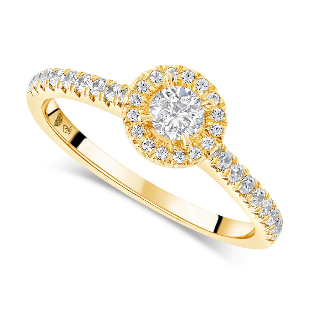 Northern Star 0.45ct Round Solitaire Diamond Halo Diamond Shoulders 18ct Yellow Gold image number 0