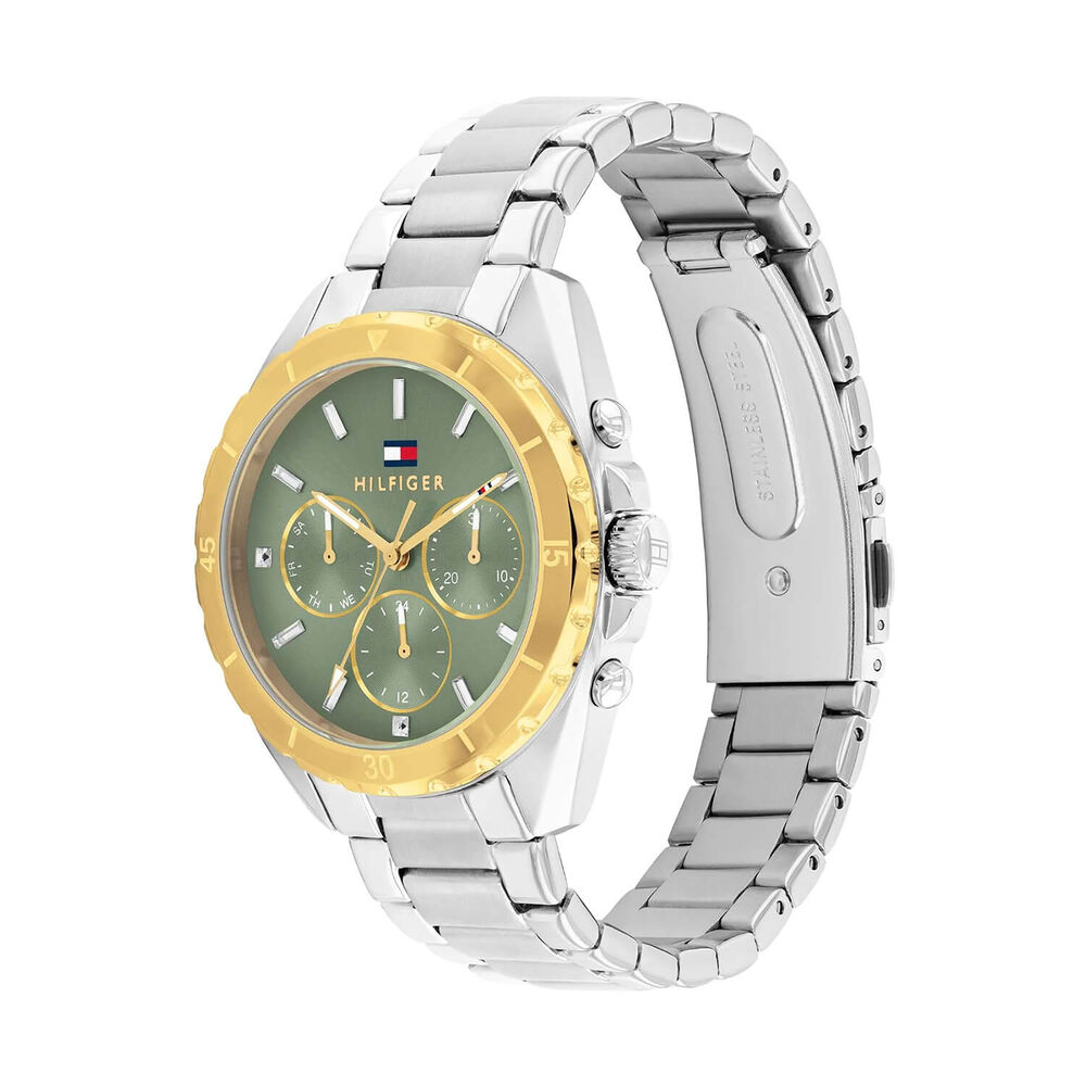 Tommy Hilfiger 36mm Green Dial Gold Tone Bezel Steel Bracelet Watch image number 1