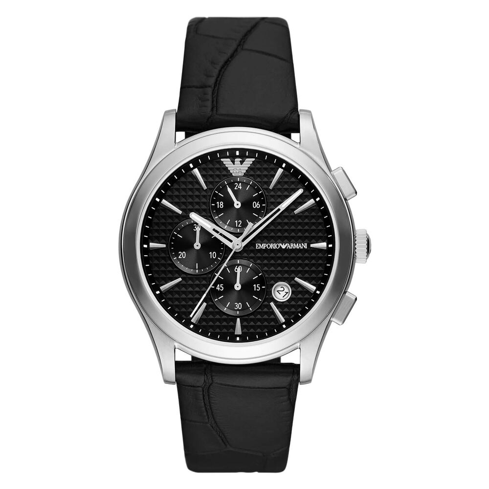 Emporio Armani Paolo 42mm Black Chronograph Dial Black Strap Watch image number 0