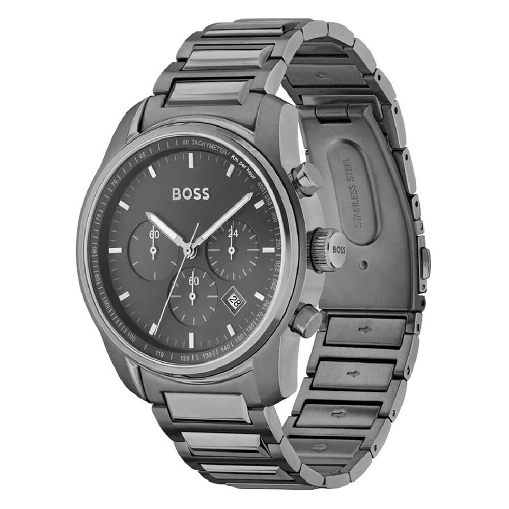BOSS Trace 44mm Grey Dial & IP Case Chronograph Watch