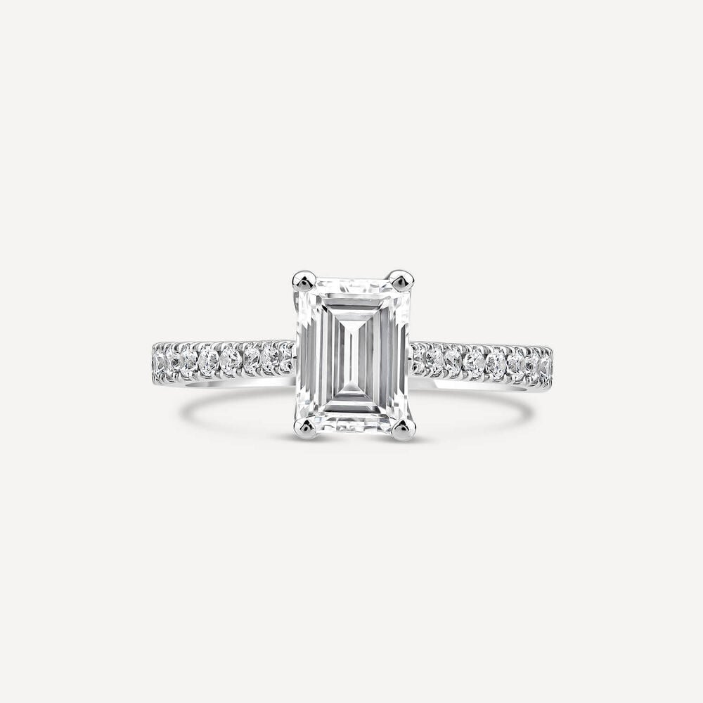 Born Platinum 1.20ct Lab Grown Emerald Cut & Diamond Sides Ring