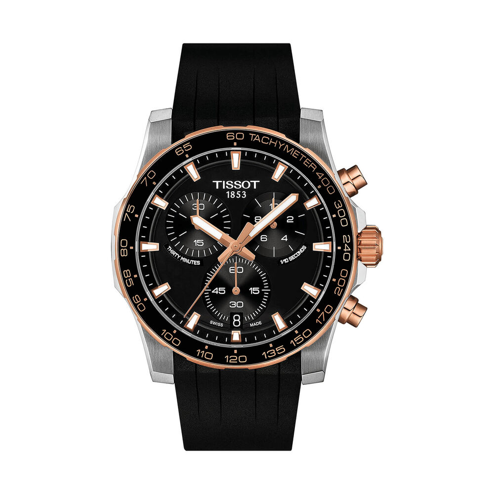 Tissot Supersport Chrono 42mm Black Dial Black Rubber Strap Watch