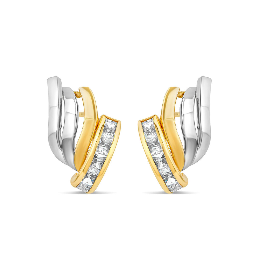9ct Yellow Gold Channel Set Cubic Zirconia 4 Bar Stud Earrings image number 0