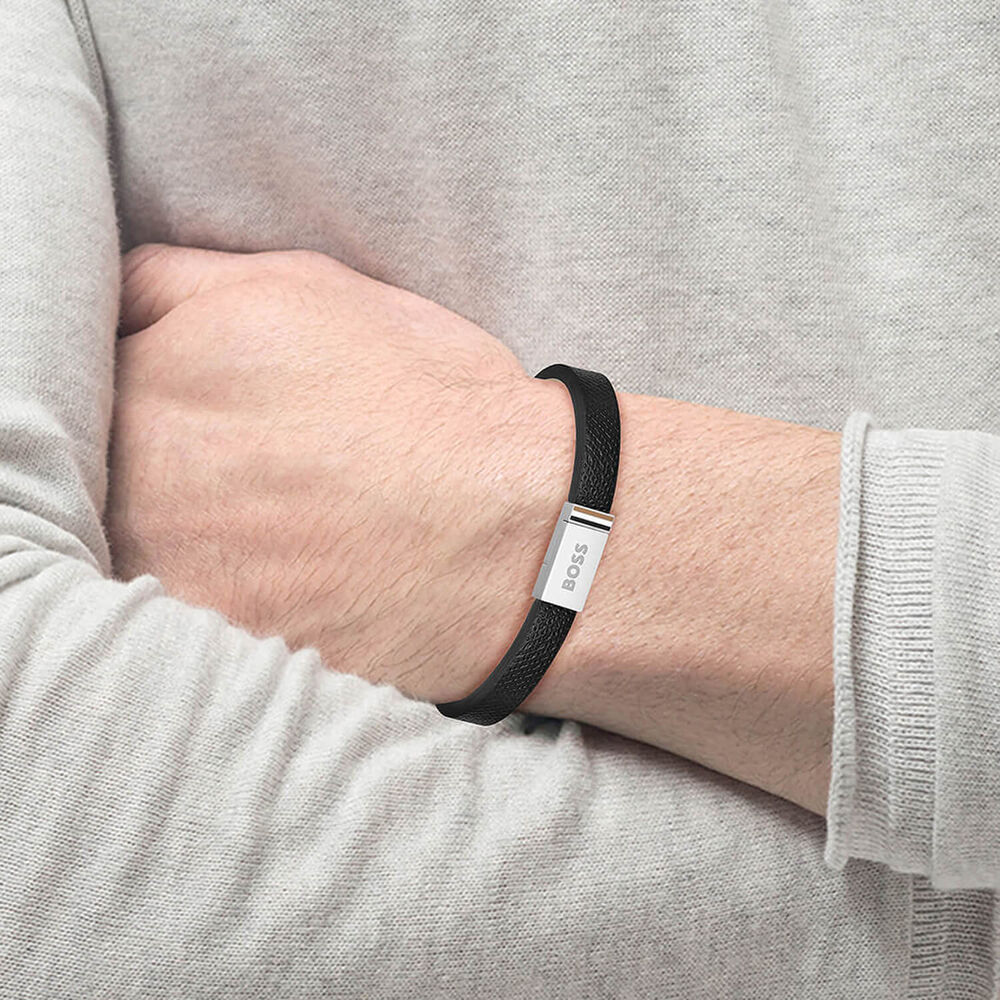 BOSS Jace Black Leather Bracelet