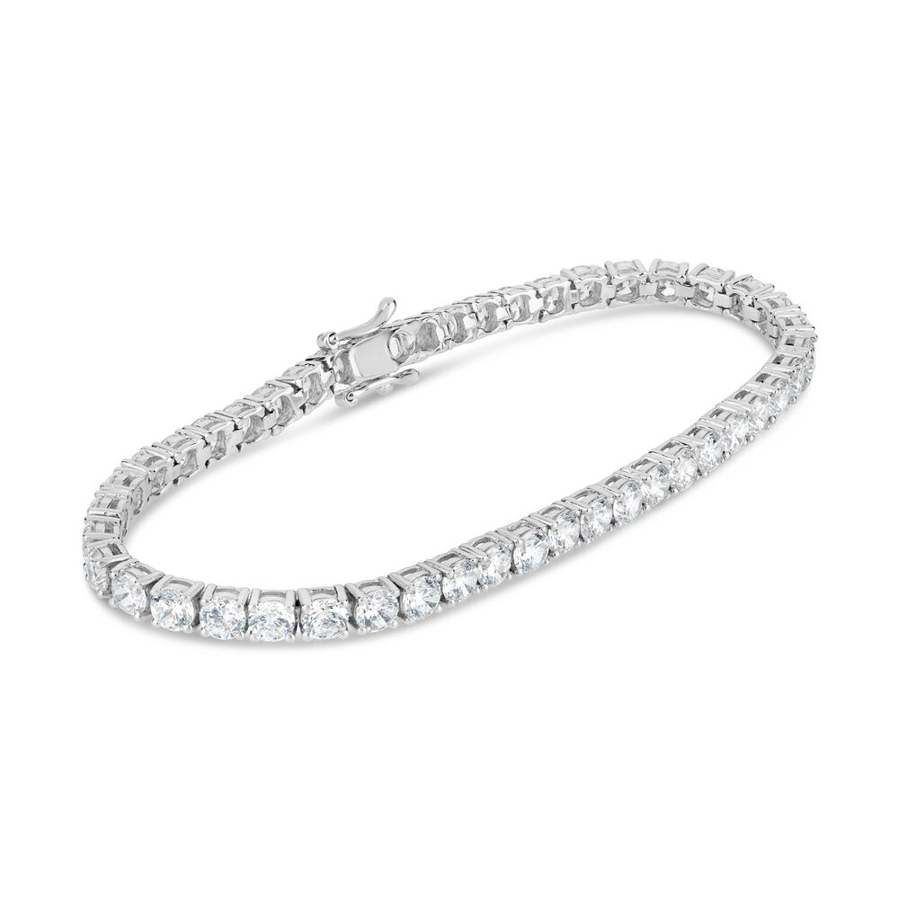 Silver and cubic zirconia tennis bracelet image number 1