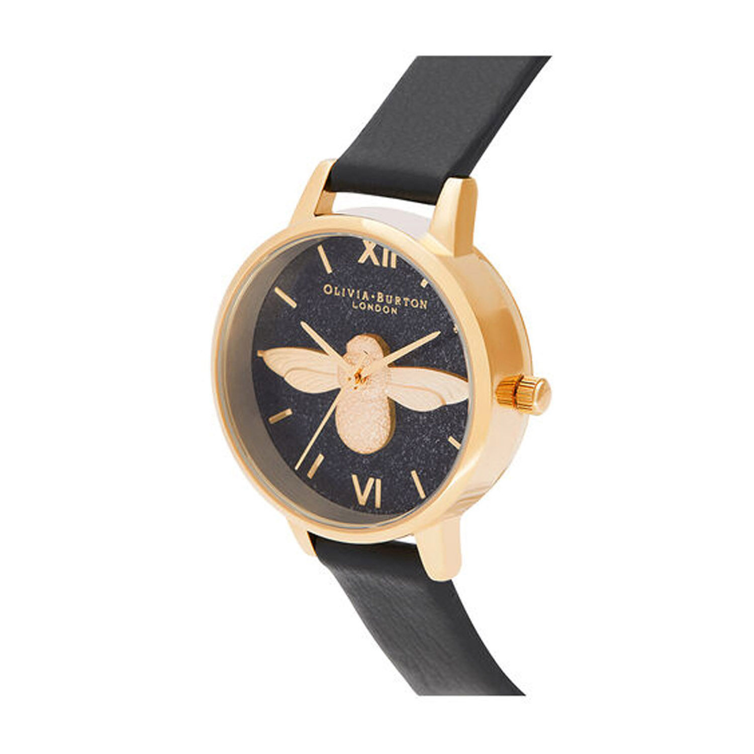 Olivia burton black outlet bee watch