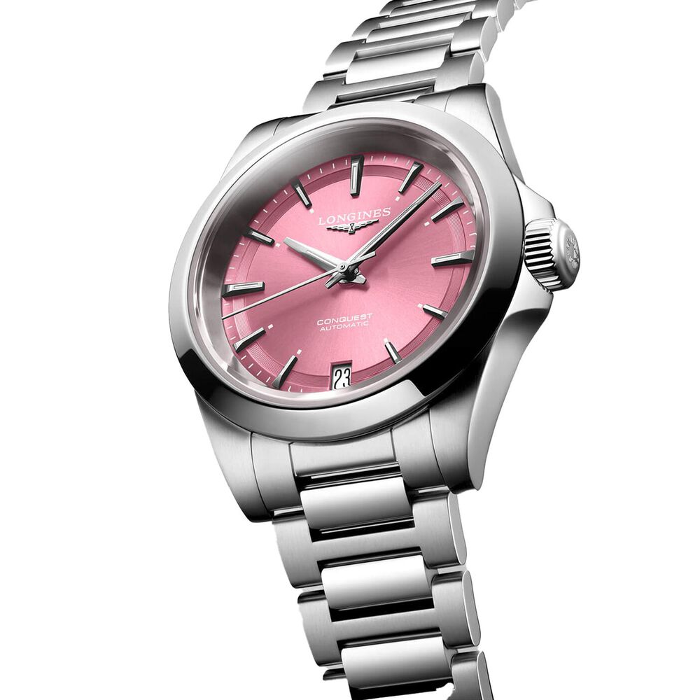 Longines Conquest 34mm Pink Dial Steel Bracelet Watch image number 1