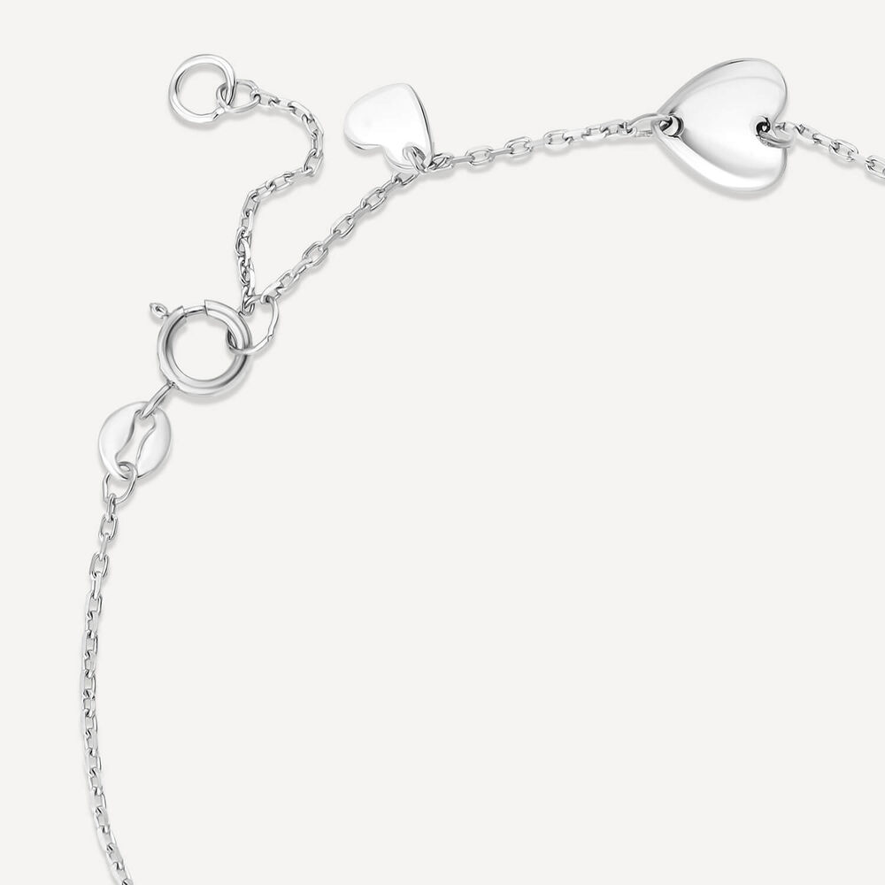 9ct White Gold Heart Pendants Chain Bracelet image number 4