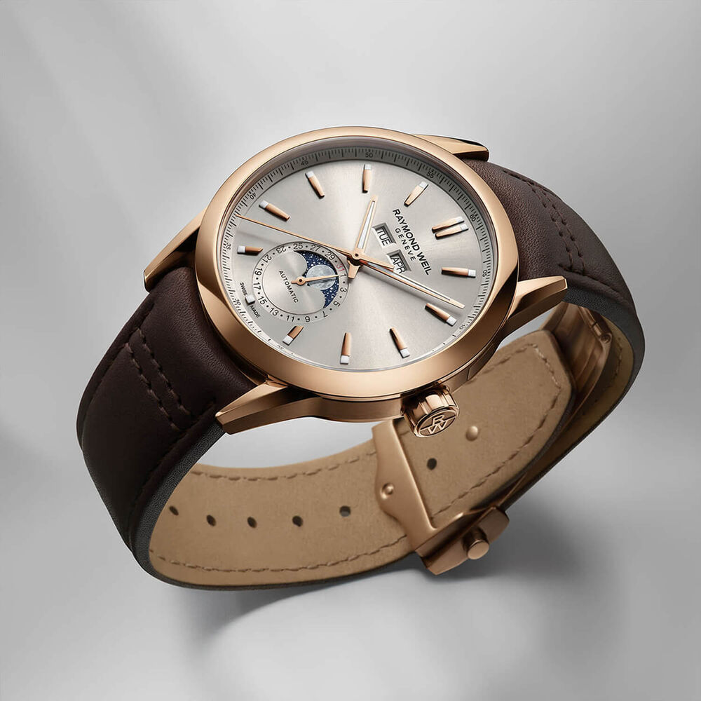 Raymond Weil Freelancer Complete Calendar 40mm Dune Sunray Dial Brown Leather Strap Watch image number 1