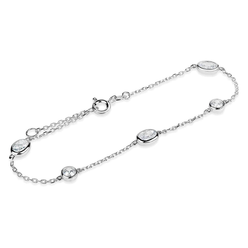 Sterling Silver & Cubic Zirconia Ladies' Chain Bracelet image number 1