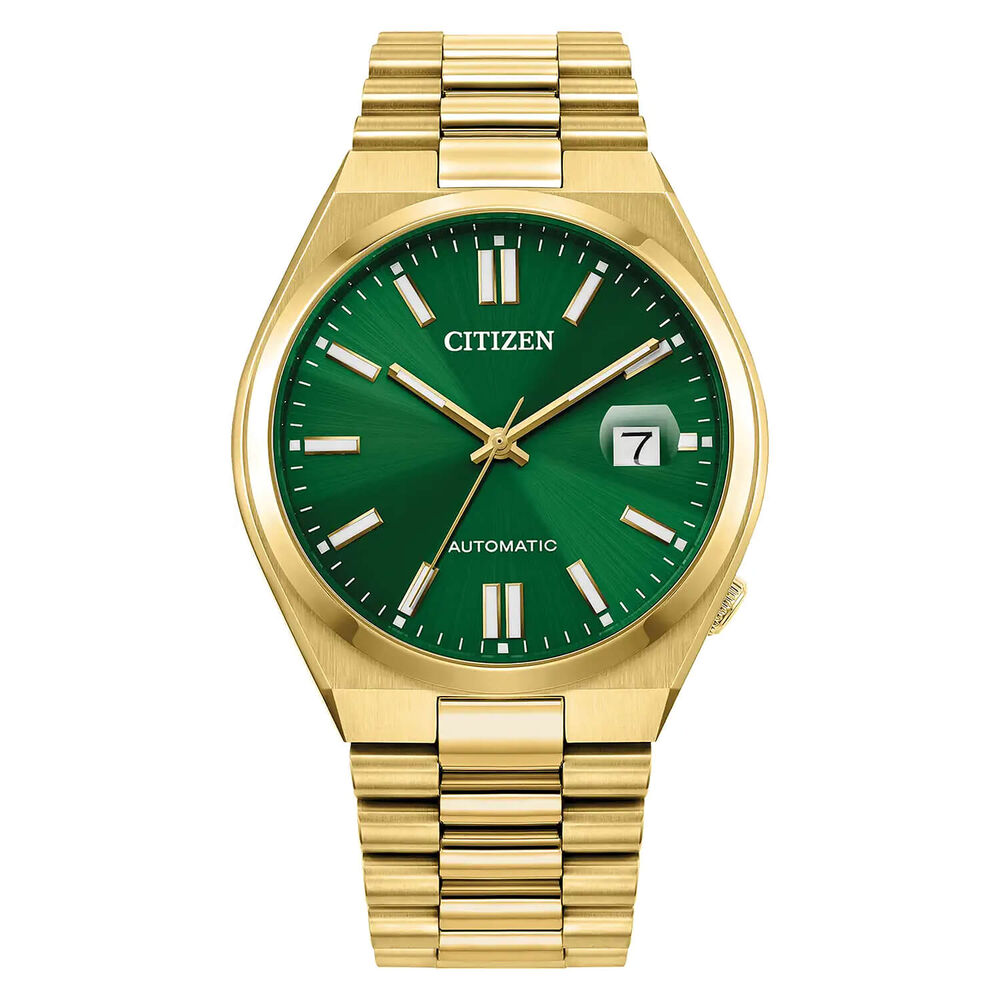 Citizen Tsuyosa 40mm Green Dial Yellow Gold Tone Steel Bracelet Watch