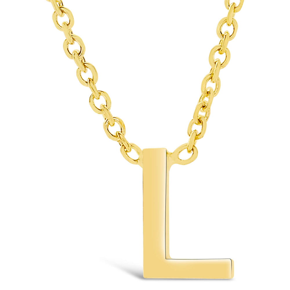 9 Carat Yellow Gold Petite Initial L Necklet (Chain Included)