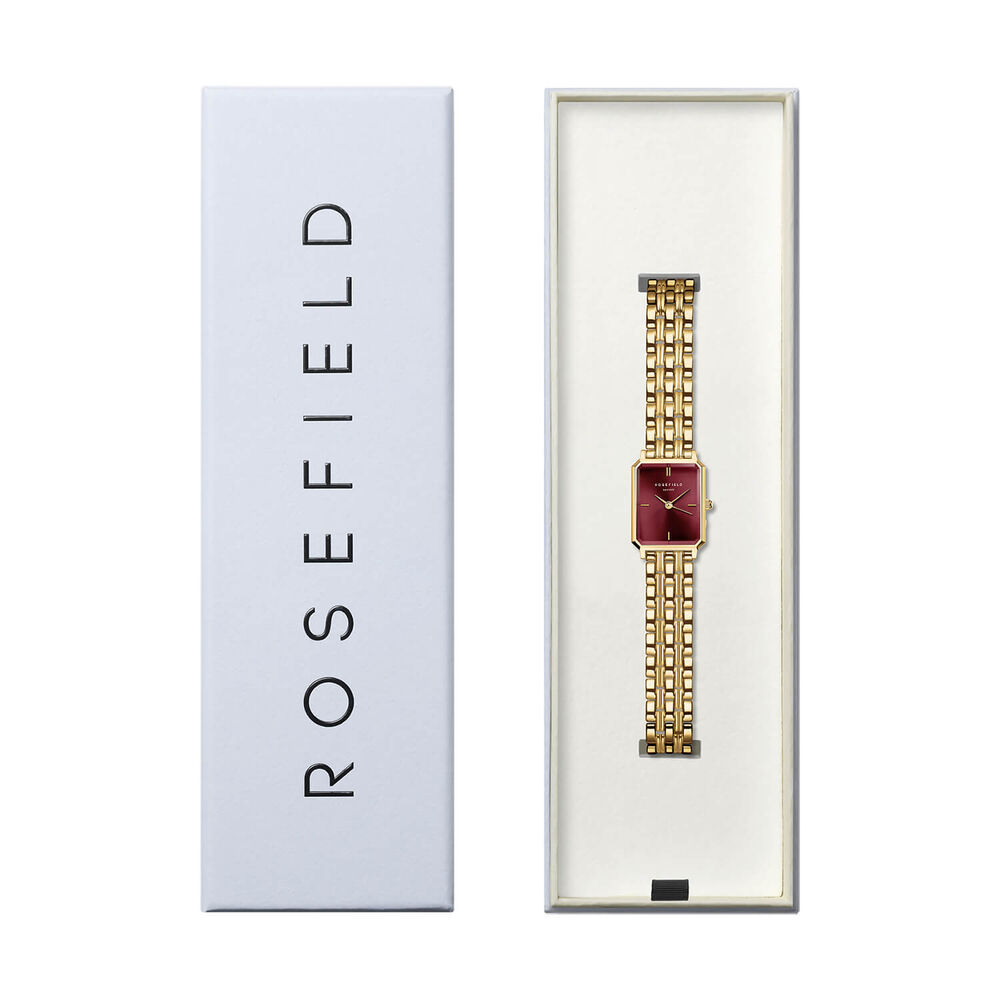 Rosefield Octagon XS Burgundy 19.5x24mm Dial 23k Gold Plated Steel Bracelet Watch image number 3