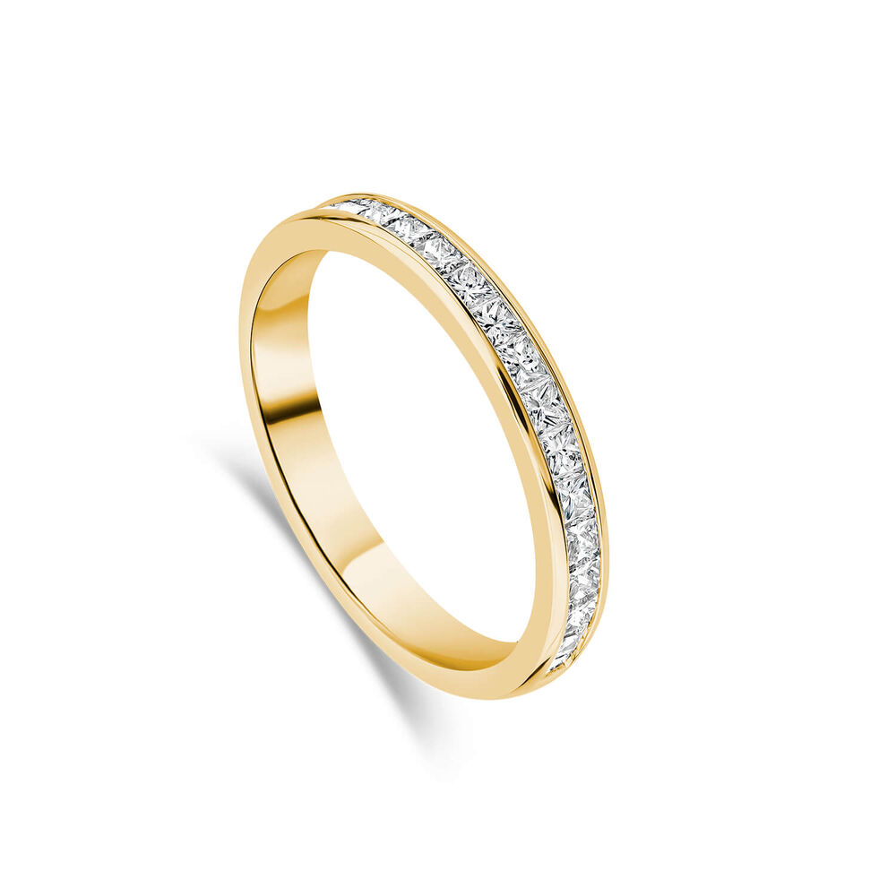 18ct Yellow Gold 2.5mm 0.45ct Princess Cut Diamond Channel Set Wedding Ring - (Special Order) image number 0