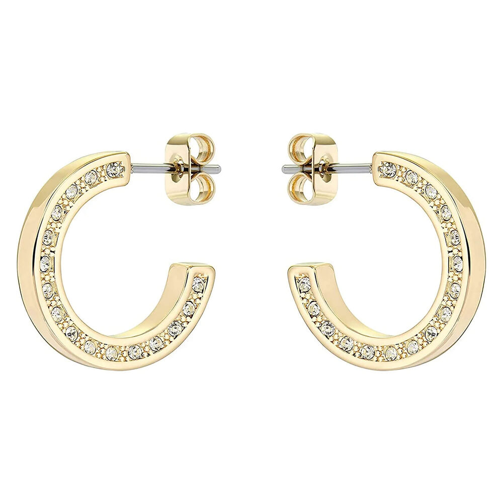 Ted Baker Senatta Yellow Gold Plated Crystal Hoop Earrings image number 1