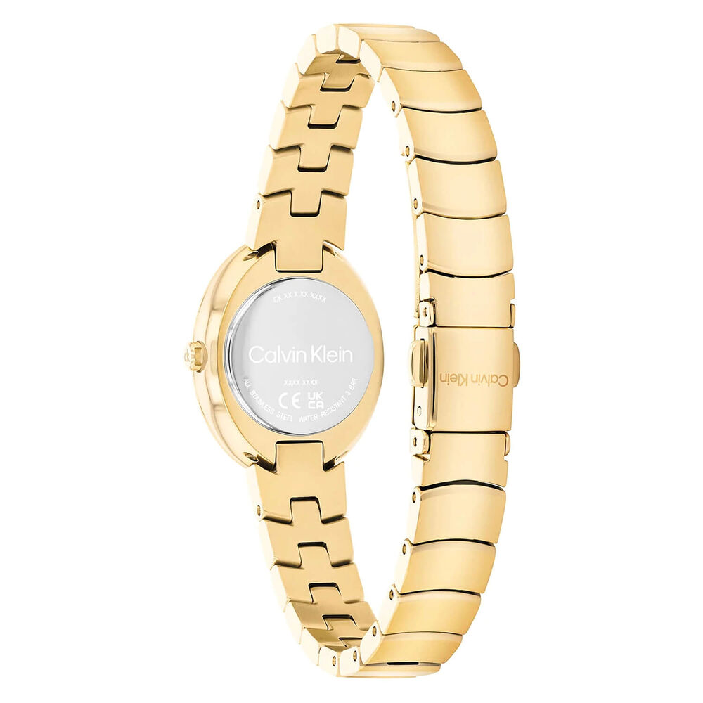 Calvin Klein Twisted Bezel 24mm Gold Dial Gold Tone Steel Bracelet Watch