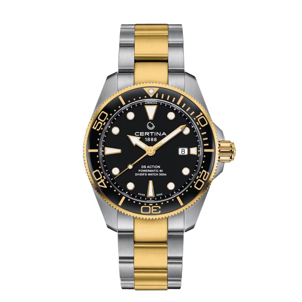 Certina DS Action Diver Powermatic 80 43mm Black Dial Two Tone Steel Bracelet Watch image number 0