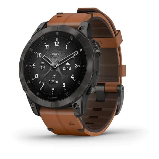Garmin Epix Gen 2 47mm Titanium Case Brown Leather Strap Watch