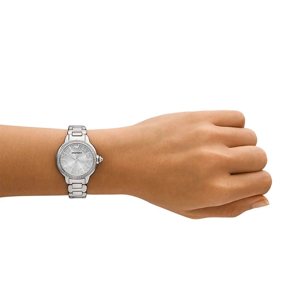 Emporio Armani Mia 32mm Silver Cubic Zirconia Set Dial & Bezel Steel Bracelet Watch image number 3