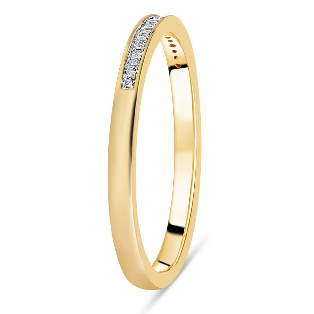 9ct Yellow Gold Channel 0.04ct Diamond Ladies Ring image number 3